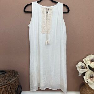 Chic White Sleeveless Boho Midi Dress